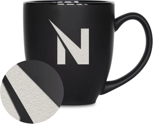 Miniatura 52 de Rico Industries - Taza de cerámica mate negra con grabado láser estándar de 15oz para NCAA (escuelas T & U) - Para bebidas calientes o frías