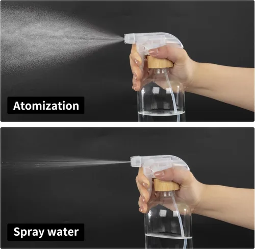 Miniatura 2 de HOMBYS Botellas vacías de vidrio de bambú con protección de funda de silicona, recipientes de vidrio transparente recargables de 17 onzas