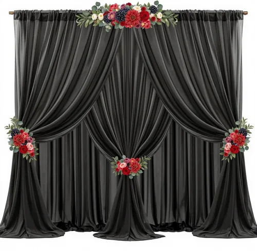 Miniatura 16 de Cortinas de fondo azul bebé de 10 pies x 10 pies, tela de gasa chiffon transparente sin arrugas, tela de fondo fotográfico drapeada para arco