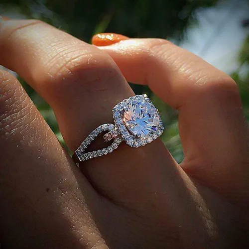 Miniatura 2 de Anillo de moda para mujer, anillos de boda, bonitos anillos de lujo para mujer, circonita cúbica, anillo cuadrado con incrustaciones de dedo
