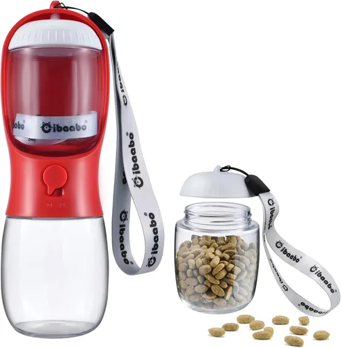 Miniatura 8 de Cibaabo Botella de agua para perros con contenedor de alimentos, cuenco de agua para cachorros de viaje, dispensador portátil para mascotas
