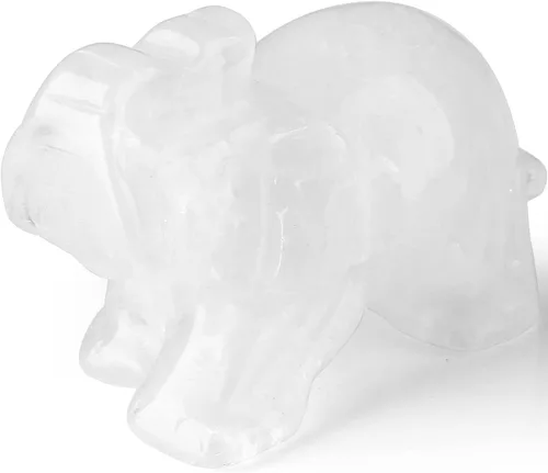 Miniatura 25 de QINJIEJIE Cristales de jade amarillo, decoración de elefante, bonitas piedras de escritorio, figurita, gemas naturales, decoración de la suerte