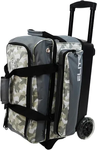 Miniatura 12 de ELITE Bolsa de bolos Deluxe de 2 bolas con ruedas lisas de 5 pulgadas, bolsillo grande para accesorios, compartimento para zapatos, mango extensible