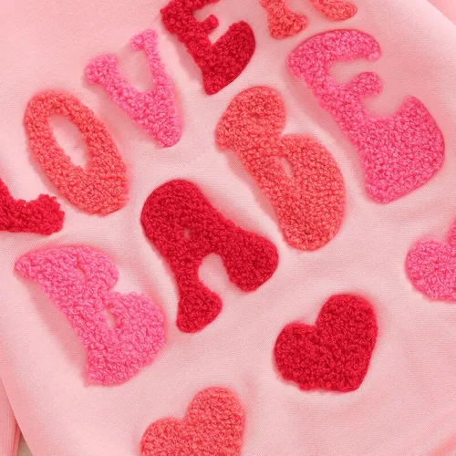 Miniatura 56 de SOLILOQUY Traje de manga larga con cuello redondo para el primer día de San Valentín para bebé niño y niña, mameluco de corazón de amor