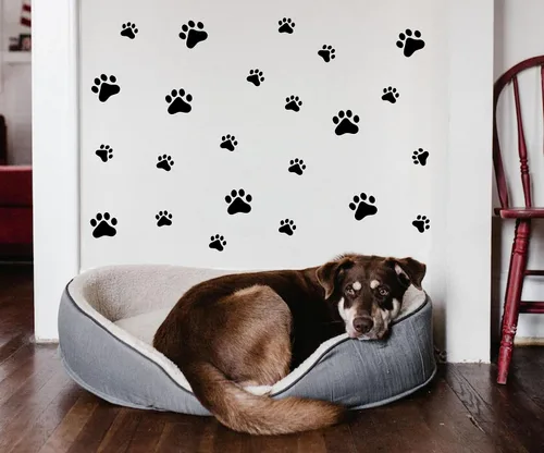 Miniatura 10 de Calcomanías de pared con diseño de pata de perro, juguete de perros, calcomanías de pared de vinilo extraíbles, calcomanías de huellas de perros