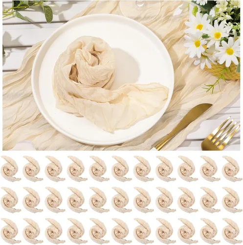 Mixweer 50 servilletas de gasa de 20 x 20 pulgadas, servilletas de algodón de gasa arrugada, servilletas de tela de queso, servilletas de tela Beige