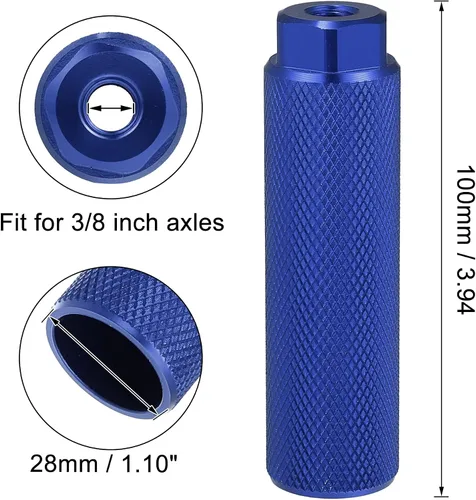 Miniatura 3 de X AUTOHAUX 2 pares 3.937x1.102 in universal aleación de aluminio eje trasero pie clavijas reposapiés para bicicleta BMX bicicleta ajuste 3/8 pulgadas
