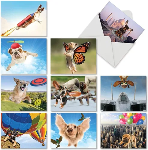 Miniatura 8 de The Best Card Company Juego de 10 notas de agradecimiento surtidas de 4 x 5.12 pulgadas con sobres (10 diseños, 1 cada uno) COMICAL CANINES: 10
