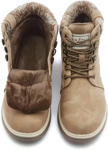 Miniatura 6 de ANJOUFEMME Botas de senderismo casuales de invierno para mujer - Botas de nieve al aire libre para mujer con tobillo impermeables, ligeras
