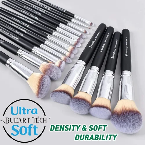 Miniatura 2 de Bueart Design 19 piezas Juego de brochas de maquillaje ULTRA SUAVE con etiqueta negra Incluye brocha grande para polvo, brocha plana para base