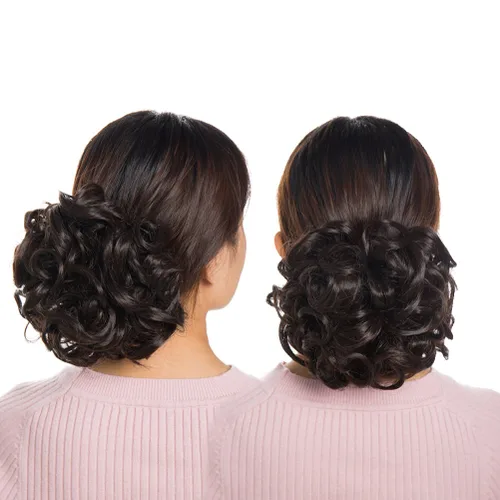 Miniatura 4 de Benehair Moño desordenado con peines con clip en moño de Juva, moño de Juva, esponjoso, ondulado, fácil de estirar, moño grande, cola de caballo