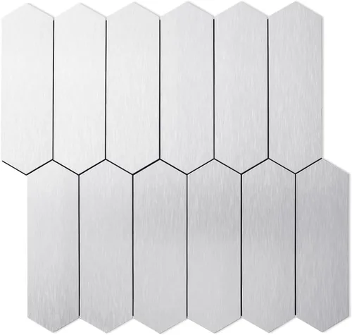 Miniatura 14 de DICOFUN Protector contra salpicaduras de 10 hojas de espiga para despegar y pegar, aspecto de madera blanca vintage, PVC para salpicaduras