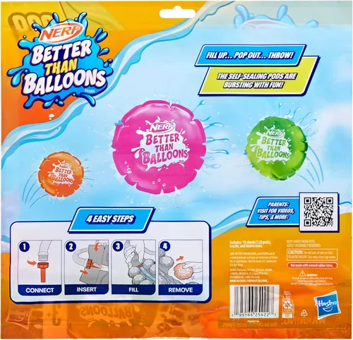 Miniatura 11 de NERF Juguetes de agua Better Than Balloons, 228 cápsulas, fácil de limpiar 1 pieza, muchas formas de jugar, diversión acuática en el patio trasero