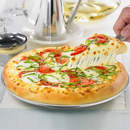 Miniatura 2 de P&P CHEF Juego de 2 moldes para pizza, bandeja de pizza de acero inoxidable, plato redondo para pizza de pastel, galletas, pasteles, no tóxicos