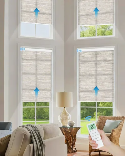 Miniatura 17 de Tokblind Persianas enrollables motorizadas de filtrado de luz con control remoto, persianas inteligentes para ventanas compatibles con Alexa Google