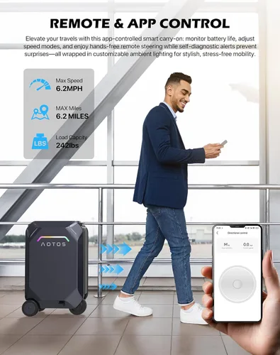 Miniatura 4 de Smart Equipaje manejable equipaje de mano con ruedas enrollables, 22 x 14 x 9-TSA, carcasa rígida de 22 pulgadas aprobada por aerolíneas, maleta