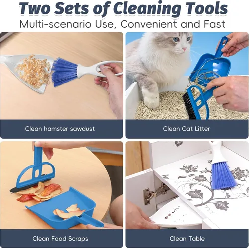 Miniatura 3 de PINVNBY Juego de mini recogedor y cepillo, limpiador de jaula para conejillos de indias, gatos, erizos, hámsters, chinchillas, conejos, reptiles