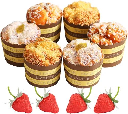 Joeabor Magdalenas falsas, cupcakes artificiales para exhibir, alimentos falsos realistas, pasteles de postres falsos para decoración, juego de