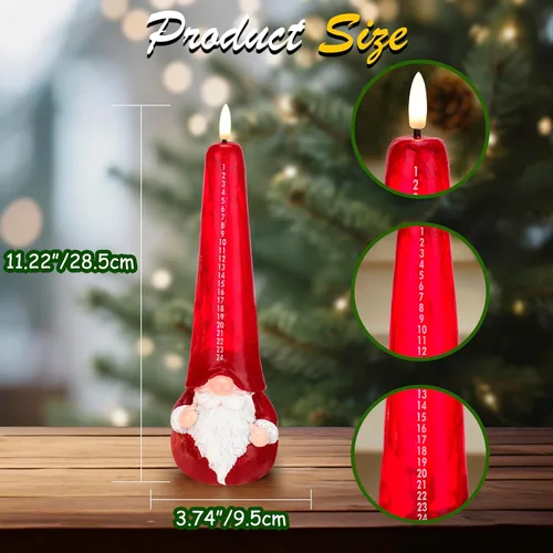 Miniatura 2 de Velas de Navidad sin llama con cuenta regresiva y control remoto, vela de Santa de llama parpadeante 3D operada por batería LED de calendario