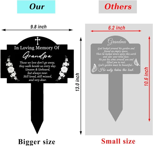 Miniatura 5 de Decoraciones de tumbas para cementerio, estacas conmemorativas, estaca de metal impermeable para cementerio y placa conmemorativa para exteriores