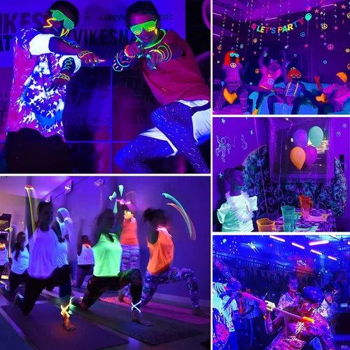 Miniatura 7 de Barra de luz LED negra de 38 W, barras de luz negra con enchufe e interruptor, área de 22 x 22 pies para fiesta brillante, fiestas de Halloween