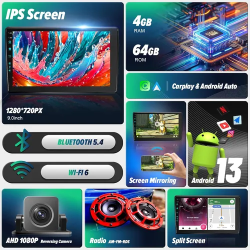 Miniatura 4 de Reemplazo de actualización estéreo de radio de coche 5GWiFi de 9 pulgadas (4Ram 64Rom) para Ford F150 F-150 2009-2012 Android 13 con CarPlay/Android