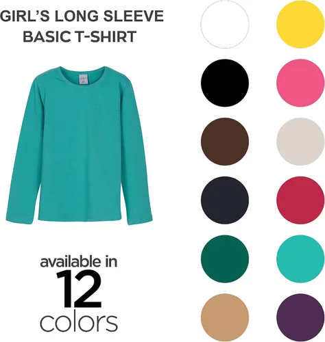 Miniatura 5 de Camisas básicas de manga larga para niñas, de algodón turco, cuello redondo, ropa de moda