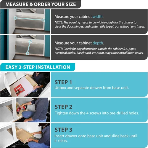 Miniatura 4 de SlidingSusan Organizador de cajones extraíbles para armarios, estantes deslizantes de cierre suave para cocina, despensa, baño y organización