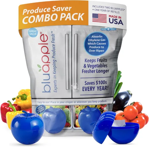 Miniatura 9 de Bluapple Produce Saver Absorbedor De Gas Etileno, Paquete De 2: Mantiene Las Frutas Y Verduras Frescas Por Más Tiempo En El Refrigerador Y Fruteros