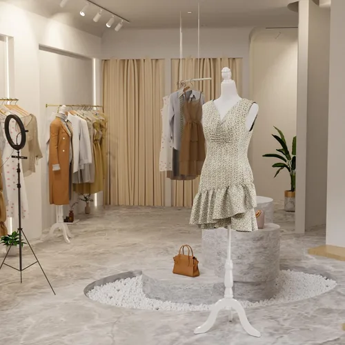 Miniatura 7 de Bonnlo Maniquí de costura, apto para clavar alfileres, para vestido de mujer, con base de trípode de madera., Blanco, 6