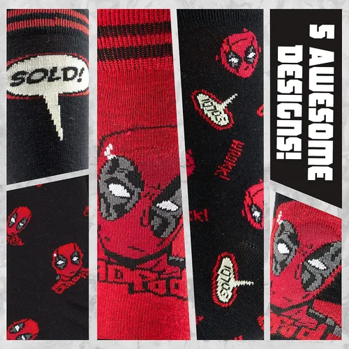 Miniatura 5 de Marvel Calcetines suaves y transpirables para hombre, paquete de 5 unidades, longitud a la pantorrilla, regalos para hombres