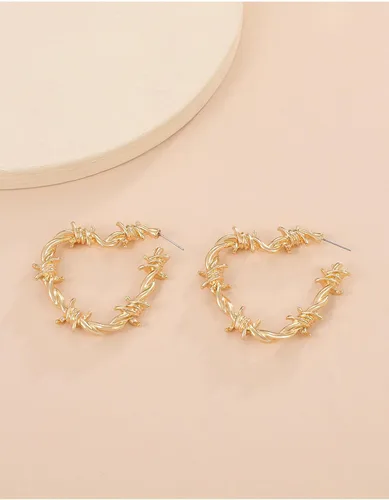 Miniatura 4 de Aretes góticos de alambre de púas con forma de corazón, aretes colgantes góticos negros, aretes punk, hip hop, joyería gótica para mujeres y hombres