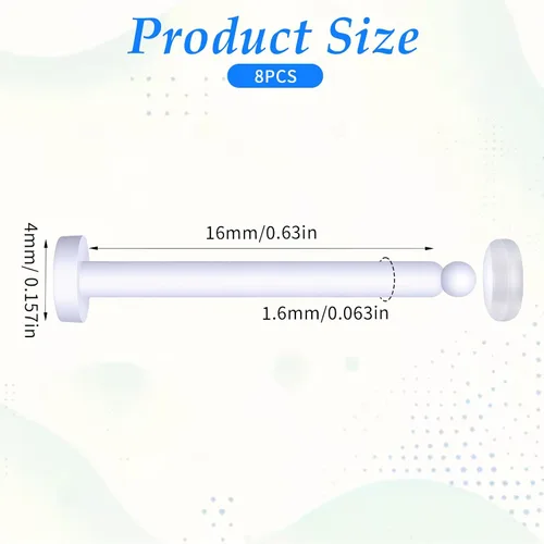 Miniatura 2 de 8 anillos de lengua de acrílico flexibles para lengua, anillo de lengua transparente plano 14G, anillos de pezón de plástico de 0.630 in