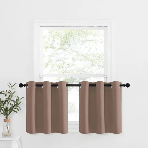 Miniatura 28 de NICETOWN Cortinas opacas de cocina para ventana sobre el fregadero, aislamiento térmico, decoración del hogar, pequeños niveles opacos con ojales