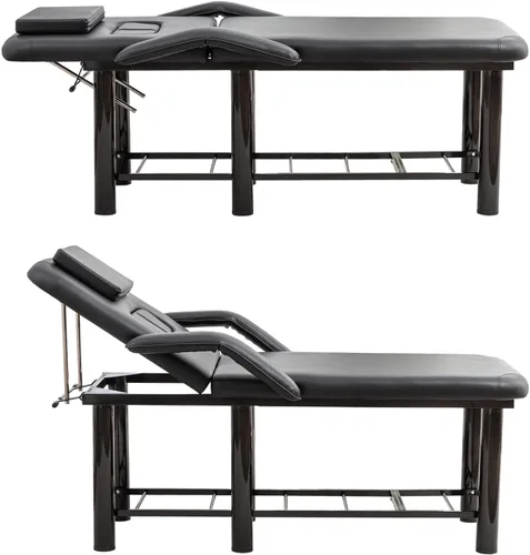 Miniatura 2 de Mesa de masaje estacionaria, cama de masaje con estante de almacenamiento, cama facial de spa con cojines para el pecho y reposacabezas extraíbles