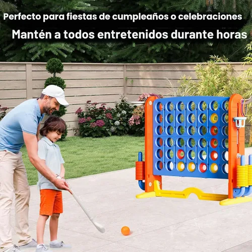 Miniatura 3 de Juego Gigante de Conectar 4 en Fila con Tela de Malla Altura Ajustable Set de Juego de Patio Jumbo 4-en-1 de 4-para-Anotar con Baloncesto, Golf