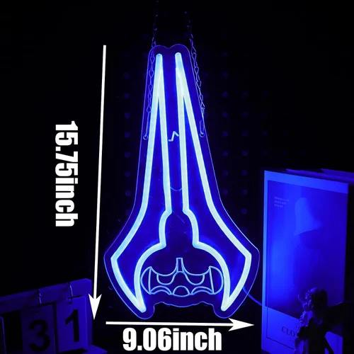 Miniatura 5 de Letrero de neón con hoja de energía de ciencia ficción, decoración de pared de luz de neón de doble hoja, lámpara de neón alimentada por USB