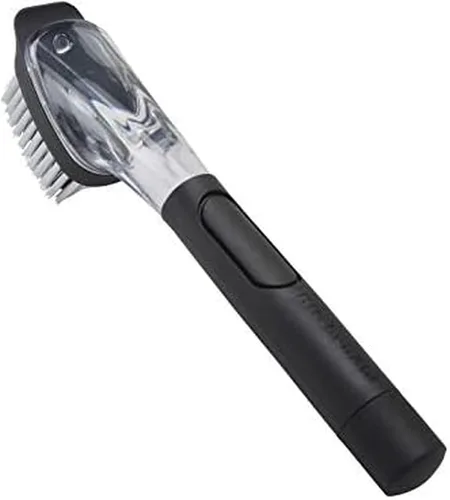 Miniatura 7 de KitchenAid Cepillo dispensador de jabón para fregadero con mango fácil de llenar, cerdas de nailon para una limpieza resistente, mango de agarre
