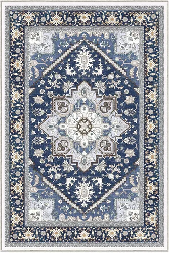 Miniatura 9 de OPPODREAM Alfombras suaves, pequeñas y lavables con parte trasera antideslizante, alfombra de cachemira sintética de pelo bajo, 2 x 3 pies, azul