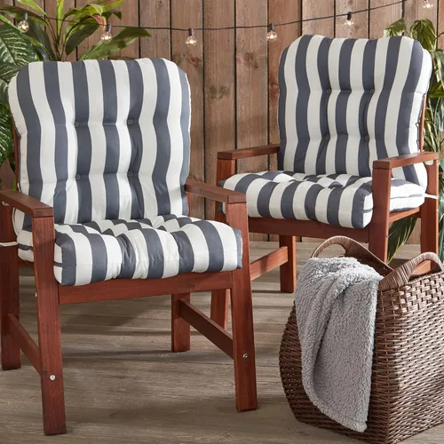 Miniatura 2 de South Pine Porch Juego de 2 cojines para asiento y respaldo para exteriores, color gris a rayas, 2 unidades Canopy Stripe Gris