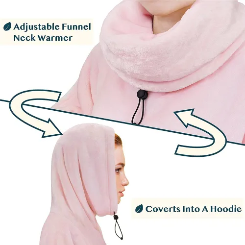 Miniatura 2 de PAVILIA - Poncho de manta portátil para mujer y hombre, sudadera con capucha y calentador de cuello de gran tamaño, suéter de forro polar suave