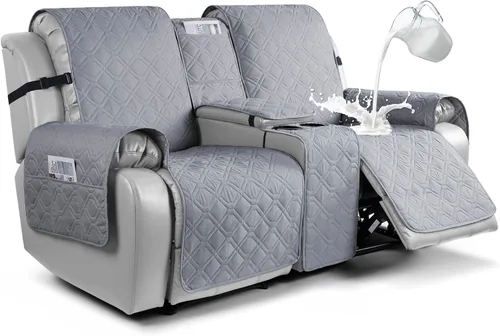 Miniatura 20 de VANSOFY Funda para Sofá de Dos Plazas Reclinable con Consola 100% Impermeable Fundas de Sofá Antideslizantes Funda de Sofá Reclinable Dividida Azuree