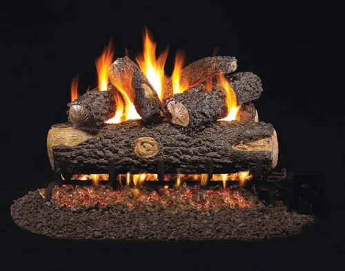 Miniatura 8 de Peterson Real Fyre Juego de troncos de roble dividido de 18 pulgadas con quemador G4 ventilado, luz de fósforo (gas natural)