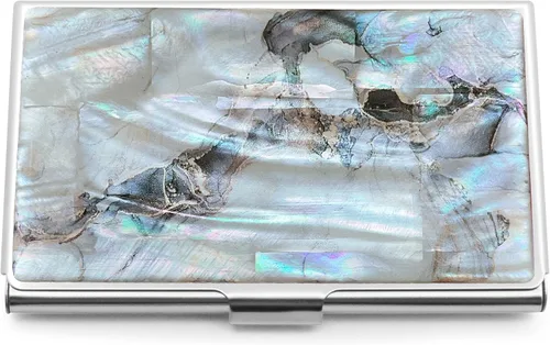 MADDesign Mother of Pearl Funda para tarjetas de visita, dorado (Marble Gold), Pequeña, Moderno
