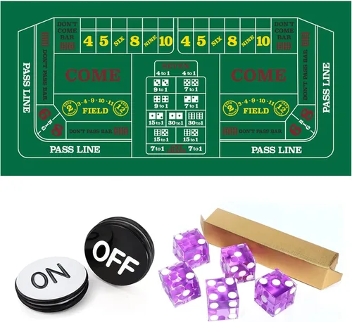 Miniatura 9 de GSE Games & Sports Expert Juego de mesa de dados de casino. Incluye un fieltro de diseño de dados, 5 dados de casino y un botón de poker de dados