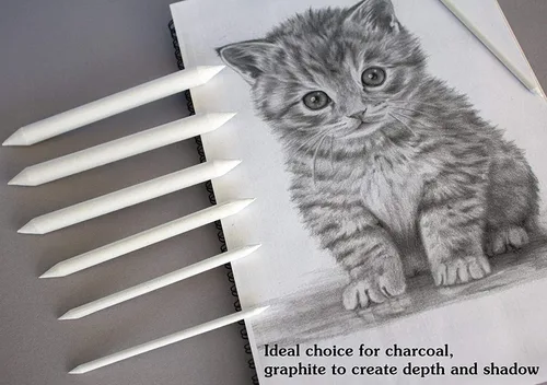 Miniatura 6 de 43 piezas de difuminos y tortillones mezcladores de arte en papel, herramientas de dibujo con raspadores limpiadores de bocetos, esponja