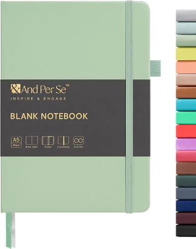 Miniatura 16 de &And Per Se - Cuaderno en blanco, 160 páginas, 5.7 x 8 pulgadas, cuaderno de rayas estrechas con papel grueso para escribir, cuaderno de tapa dura