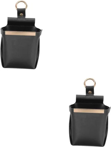 Cabilock 2 unids pu material colgante de pared bolsa organizador desmontable bolsa de almacenamiento montado en la pared colgante elegante bolsillo