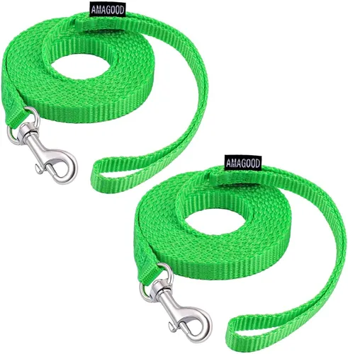 Miniatura 37 de AMAGOOD 6 pies de correas para cachorros/perros, correa de estilo tradicional resistente con gancho de cuello fácil de usar, correa para perros Negro