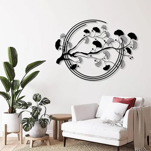 Miniatura 4 de Arte de pared de metal con hojas de ginkgo, decoración de pared de hoja de ginkgo biloba, decoración de pared geométrica de hoja de ginkgo, arte